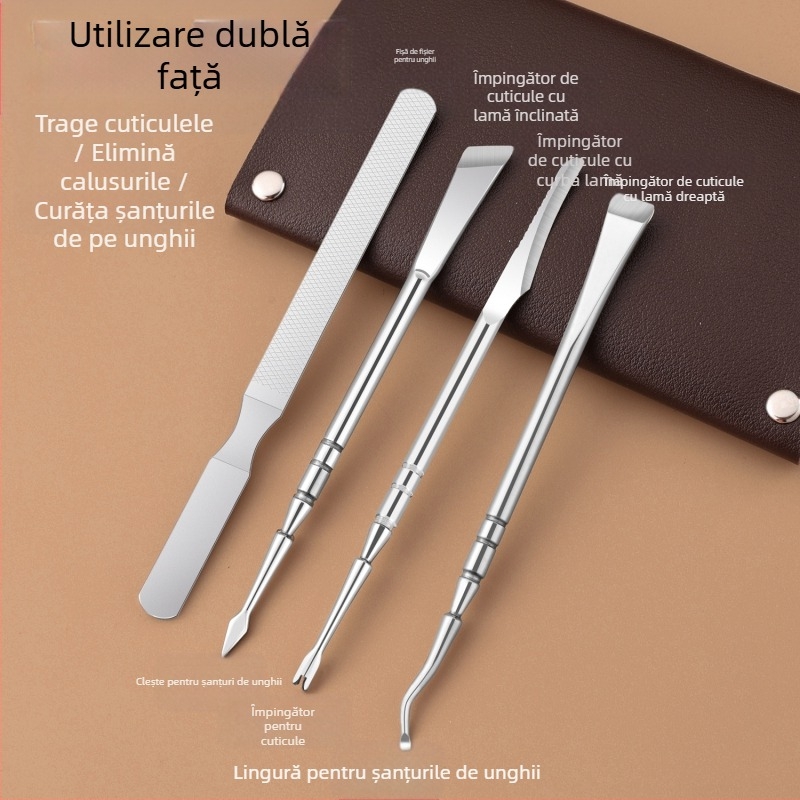 Cuțit de pedichiură din oțel inoxidabil cu furculiță exfoliantă pentru calusuri, piatră abrazivă pătrată, cutie cu 300 buc