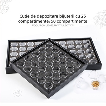 Cutie de depozitare pentru unghii cu 25/50 compartimente, din plastic, pentru bijuterii pentru unghii și accesorii cu diamante – ZLY