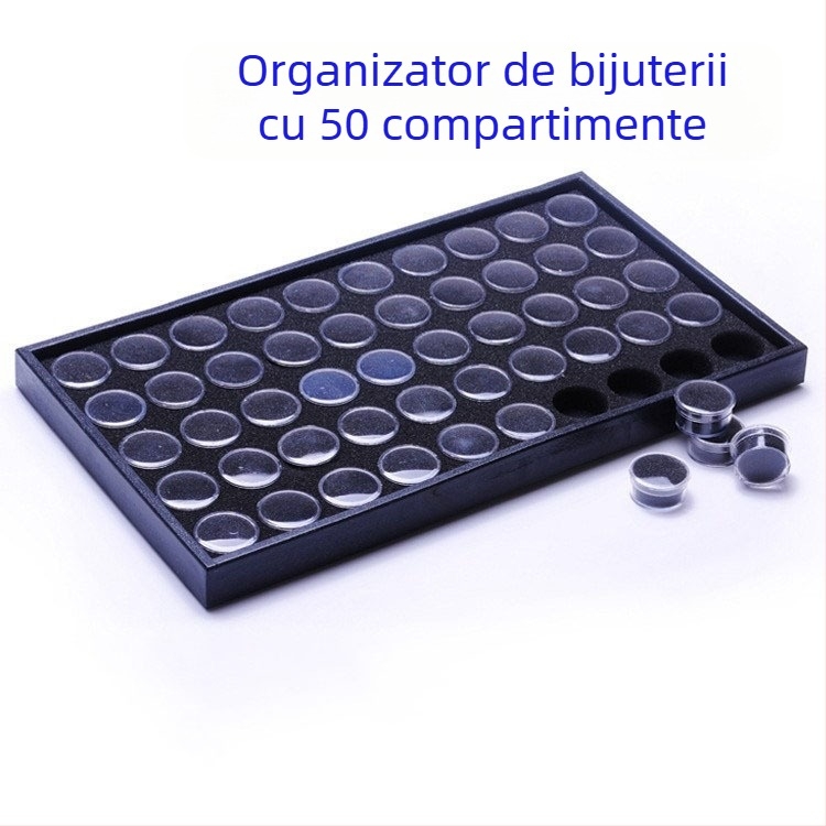 Cutie de depozitare pentru unghii cu 25/50 compartimente, din plastic, pentru bijuterii pentru unghii și accesorii cu diamante – ZLY