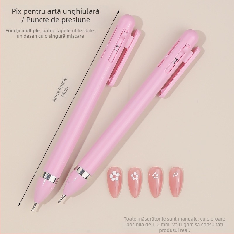 Pix de gaurit pentru unghii 4 în 1, cu mărgele și ornamente din diamante, unealtă rotativă, mâner din plastic