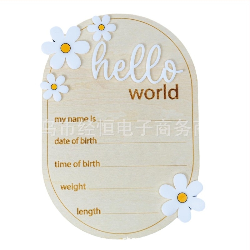 Hello World Semn de naștere din lemn — ornament pastoral, din lemn de plop