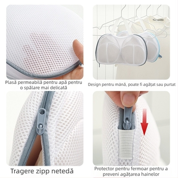 Sac de spălat pentru sutiene – plasă robustă, anti-deformare, poliester, model 2023