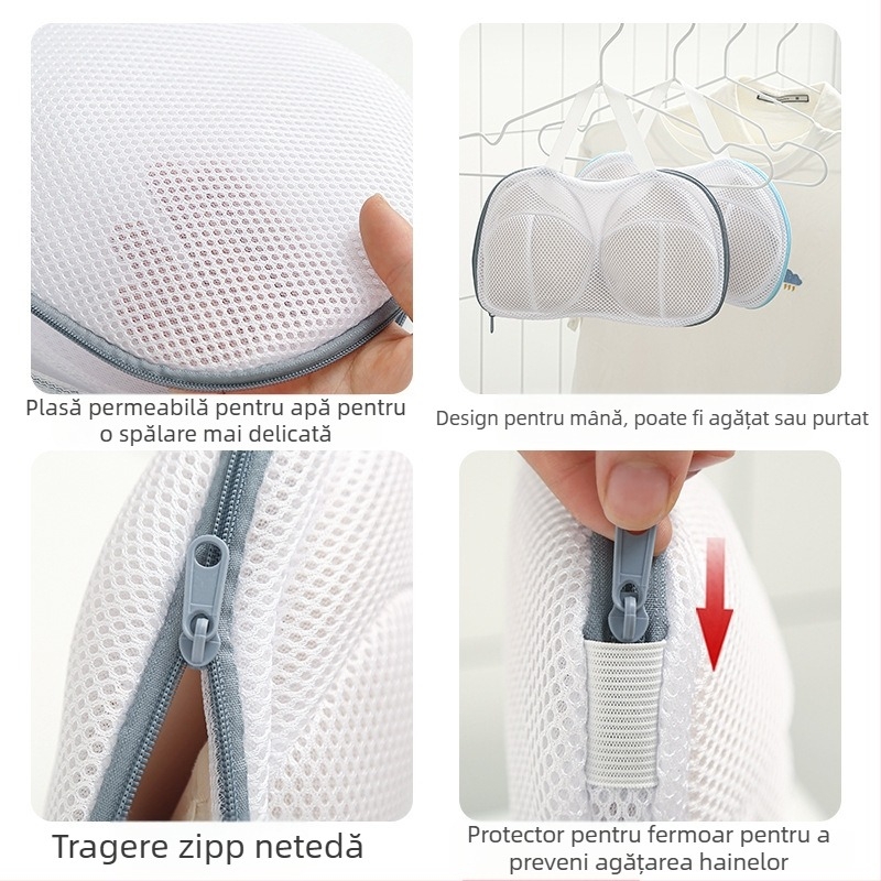 Sac de spălat pentru sutiene – plasă robustă, anti-deformare, poliester, model 2023