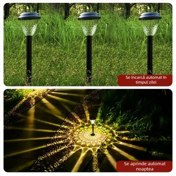 Lumină solară de grădină în formă de floare, LED, model XHDM-2408, autonomie 6–12 ore, durată de viață 3 ani, tensiune 1.2V