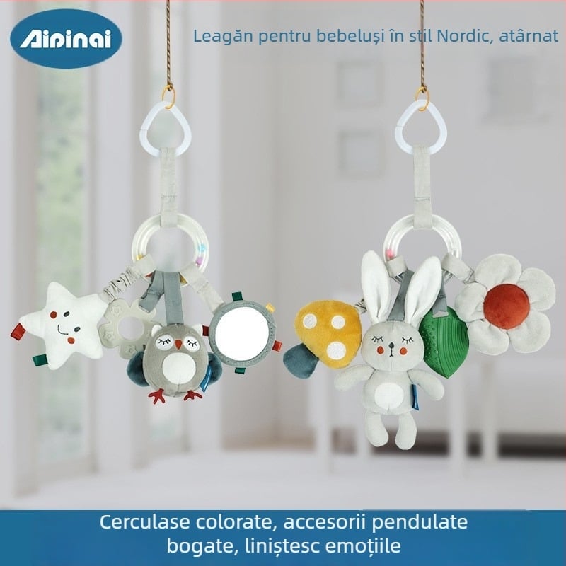Jucărie de pluș pentru cărucior în stil nordic, pentru sugari 0–3 ani, jucărie de agățat pentru cărucior