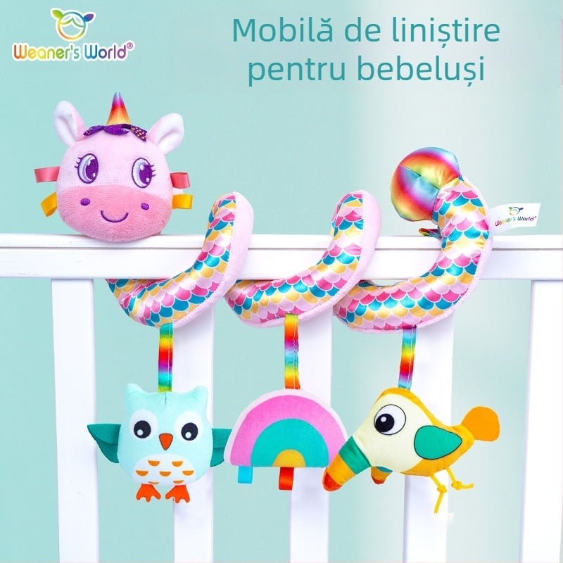 Jucărie pluşată pentru cărucior, pandantiv cu clopoțel – jucărie educativă pentru sugari și copii 0–3 ani