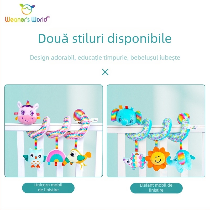 Jucărie pluşată pentru cărucior, pandantiv cu clopoțel – jucărie educativă pentru sugari și copii 0–3 ani