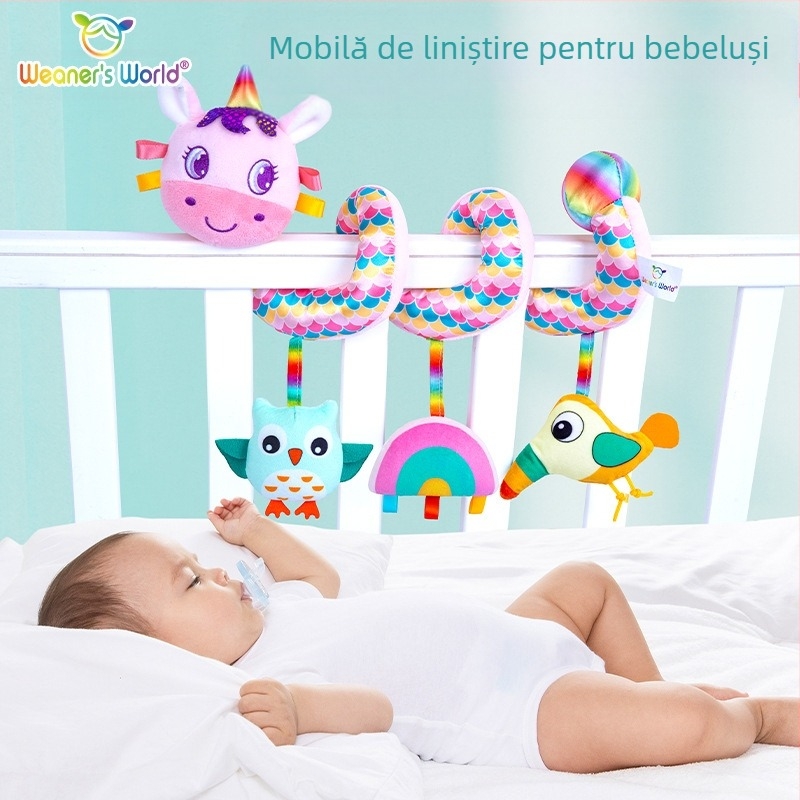 Jucărie pluşată pentru cărucior, pandantiv cu clopoțel – jucărie educativă pentru sugari și copii 0–3 ani