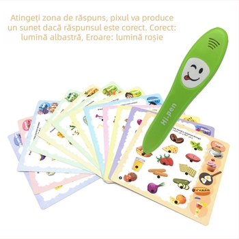 Stilou educativ de citire prin atingere pentru învățarea limbii engleze – funcții interactive: jocuri părinte-copil, recunoaștere vocală, muzică și sunete; material: plastic; alimentare: baterie uscată obișnuită; vârstă: 7–14 ani