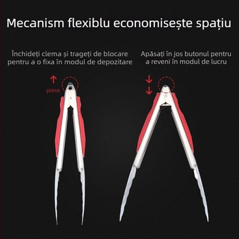 Clip pentru alimente din oțel inoxidabil cu mâner roșu, antiaderent, rezistent la temperaturi înalte, clip multifuncțional de bucătărie pentru pâine și legume, dimensiuni 9, 12 sau 14 inch