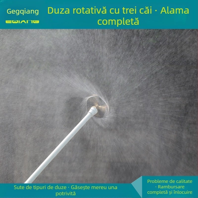 Duză rotativă din alamă, cap de aspersor cu trei brațe, ceață de apă