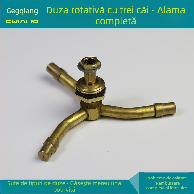 Duză rotativă din alamă, cap de aspersor cu trei brațe, ceață de apă