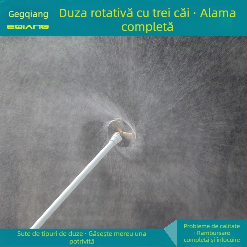 Duză rotativă din alamă, cap de aspersor cu trei brațe, ceață de apă