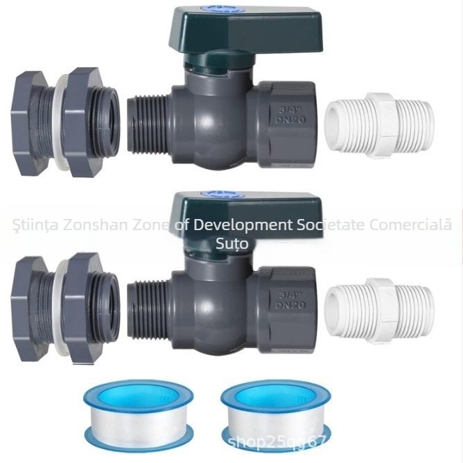 Kit robinet pentru butoi de ploaie, 2 piese, PVC, divertor de grădină cu furtun și adaptor