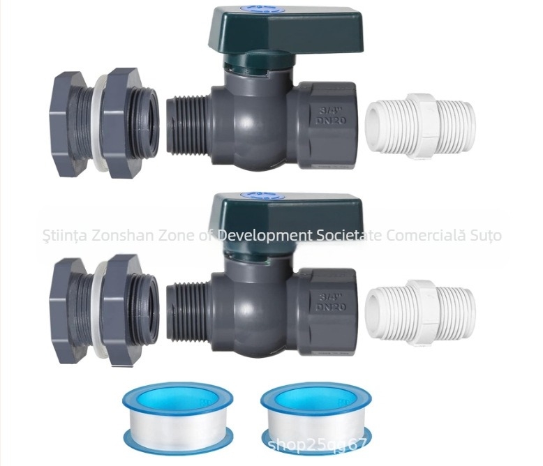 Kit robinet pentru butoi de ploaie, 2 piese, PVC, divertor de grădină cu furtun și adaptor
