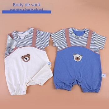 Salopetă pentru bebeluși cu mâneci scurte, bumbac ușor 95%, vară pentru nou-născuți (0–12 luni)