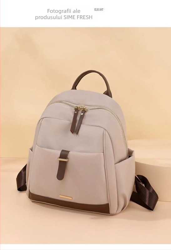 Rucsac - stil coreean urban minimalist, nailon, căptușeală poliester, deschidere cu fermoar, buzunar interior cu fermoar și buzunar pentru telefon, design tridimensional, potrivit pentru călătorii de agrement