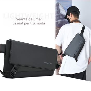 Geantă de piept pentru bărbați — stil unisex, material Oxford, impermeabilă, rezistentă la uzură, compatibilă cu laptop de 9 inch