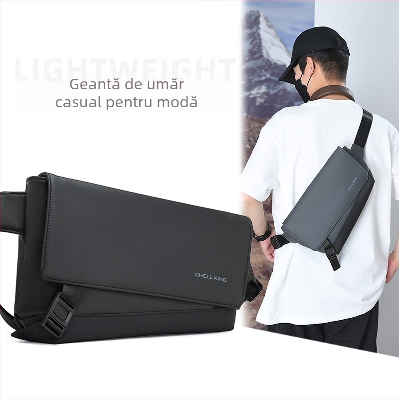 Geantă de piept pentru bărbați — stil unisex, material Oxford, impermeabilă, rezistentă la uzură, compatibilă cu laptop de 9 inch