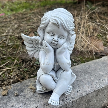 Statuie Cupidon – Îngeruleț din rășină pentru curte, decor modern minimalist; Material: rășină; Categorie: meșteșuguri din rășină; Ambalare: ambalaj carton