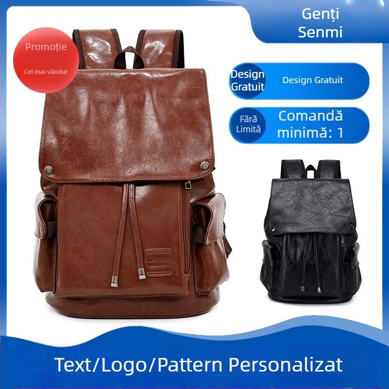 Rucsac din PU, capacitate mare 36-55 L, compatibil cu laptopul, căptușeală din poliester, bretele ergonomice curbate