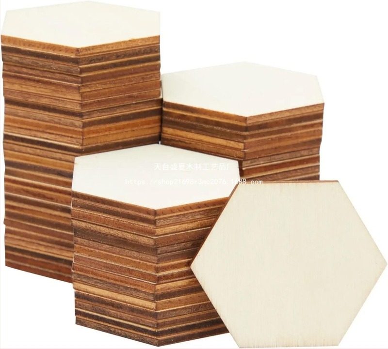 Plăci hexagonale din lemn, 100 bucăți, brand Midsummer, pentru DIY pictură pentru copii și joc de petrecere