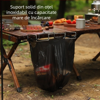 Hike Mount Agăţător pentru sacoșe de gunoi din oțel inoxidabil, raft pliabil pentru masă pentru camping în aer liber