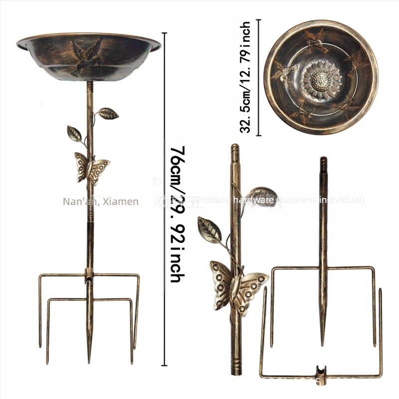 Hranitor de păsări pentru grădină și baie pentru păsări din fier – stil vintage american, set de 4 piese