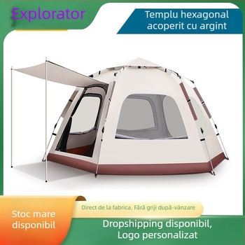 Cort de camping exterior — tip unic, deschidere automată rapidă, patru sezoane, 5,4 kg, bețe din fibră de sticlă (rezistență la apă exterioară 2000–3000 mm)