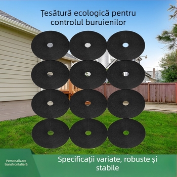 Pânză circulară din fibră nețesută pentru buruieni – țesătură de grădină, utilizare: prevenirea buruienilor în jurul plantelor, diametru interior/exterior personalizabil, durată de viață 5–8 ani