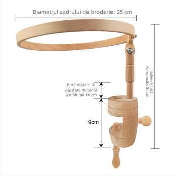 Cadru de broderie pentru masă din fag, reglabil la 280°, kit de broderie cu punct de cruce