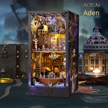 Model arhitectural din lemn DIY de casă – asamblat, cu lumini și sunet, alimentat cu baterii