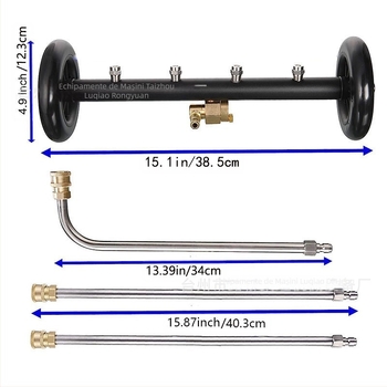 Curățător de podea cu înaltă presiune, duză reglabilă cu 4 găuri, construcție din cupru/oțel inoxidabil, 4000 psi, greutate 1,9 kg