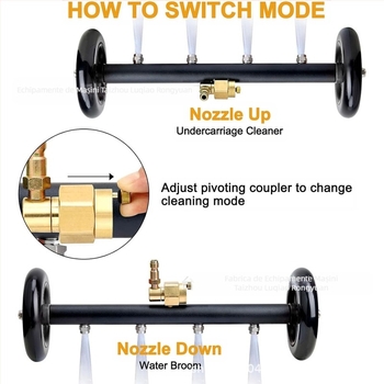 Curățător de podea cu înaltă presiune, duză reglabilă cu 4 găuri, construcție din cupru/oțel inoxidabil, 4000 psi, greutate 1,9 kg