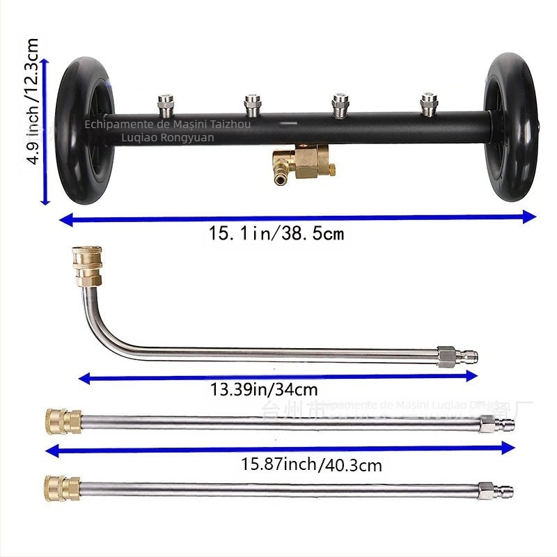 Curățător de podea cu înaltă presiune, duză reglabilă cu 4 găuri, construcție din cupru/oțel inoxidabil, 4000 psi, greutate 1,9 kg