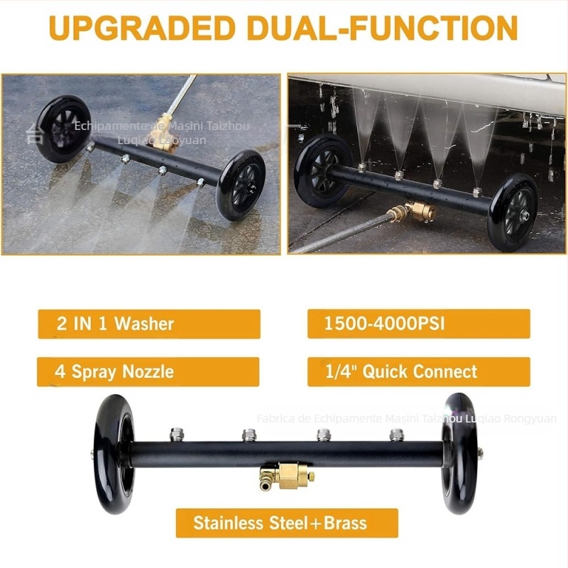 Curățător de podea cu înaltă presiune, duză reglabilă cu 4 găuri, construcție din cupru/oțel inoxidabil, 4000 psi, greutate 1,9 kg