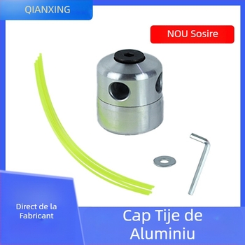Cap de tăiere pentru coasa de gazon – tijă din aluminiu mat, corp cilindric din aluminiu, cilindru din aluminiu neîntrerupt cu mai multe fire, anti-cadere și durabil