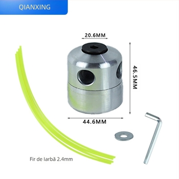 Cap de tăiere pentru coasa de gazon – tijă din aluminiu mat, corp cilindric din aluminiu, cilindru din aluminiu neîntrerupt cu mai multe fire, anti-cadere și durabil