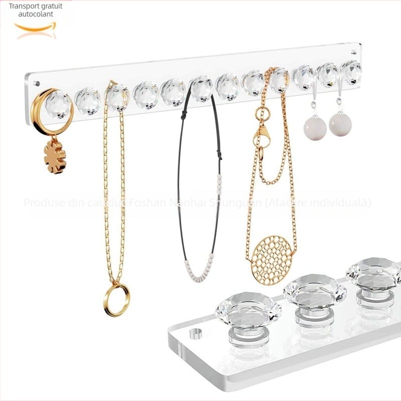 Suport de bijuterii din acrilic, montat pe perete – unic corp, spațiu pentru lanțuri, brățări și cercei, tăiere laser, Toamnă 2024
