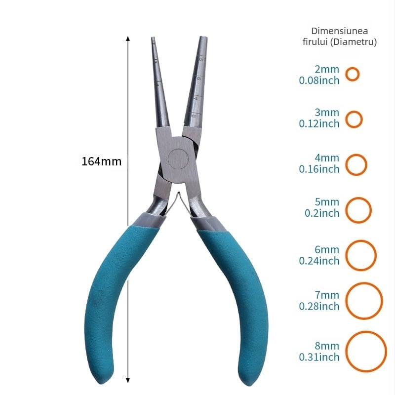 Set de clești pentru bijuterii cu scară – clește cu nas rotund și clește cu nas subțire, clește pentru înfășurat, unelte DIY multifuncționale, marca RUITOOL