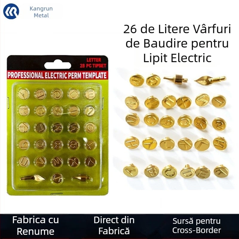 Set de 26 vârfuri de pirografie pentru fierul de lipit electric, șurub M4, temperatură constantă, gravură DIY