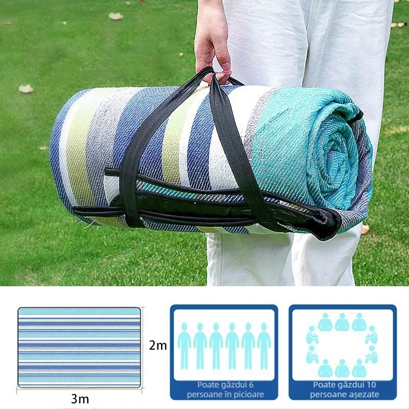 DURAPOWER Pătură de camping, material acrilic + PEVA, impermeabil PEVA, 1,3 kg, pentru 1–6 persoane, portabilă