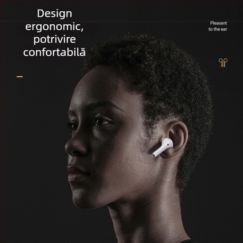 Căști Bluetooth TWS in-ear, Bluetooth 5.0, rază 10 m, baterie 4–8 ore, IPX5, stereo