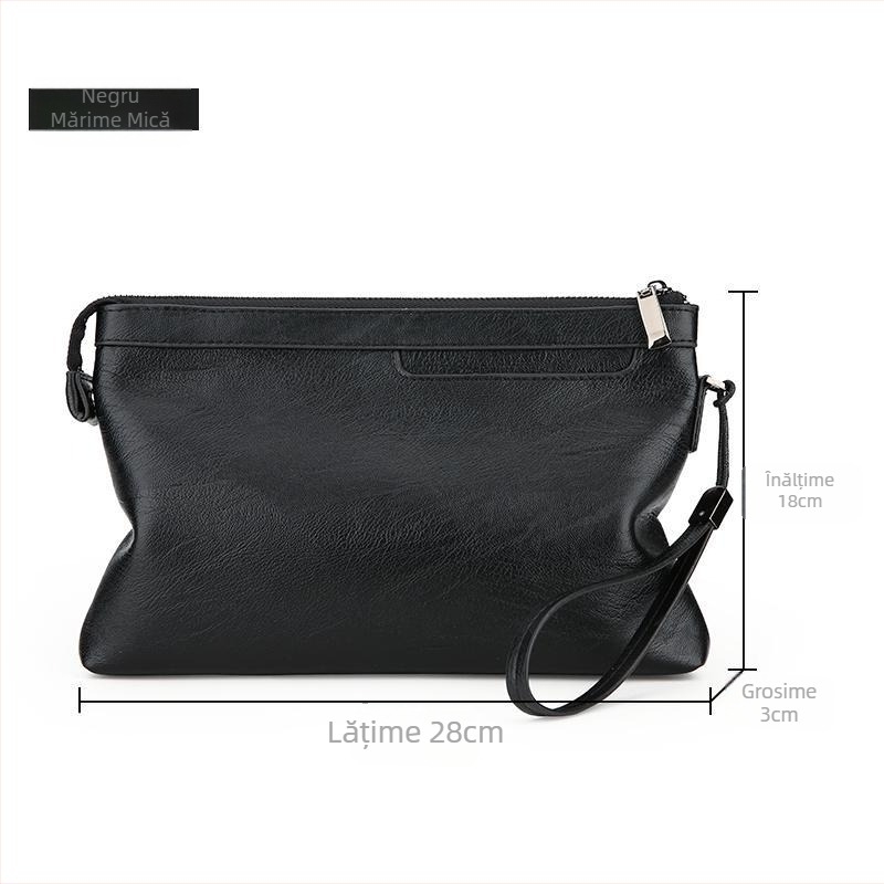 Geantă de piept pentru bărbați din PU, închidere cu fermoar, compartimente interne (ID, telefon, fermoar), formă orizontală pătrată, mâner moale