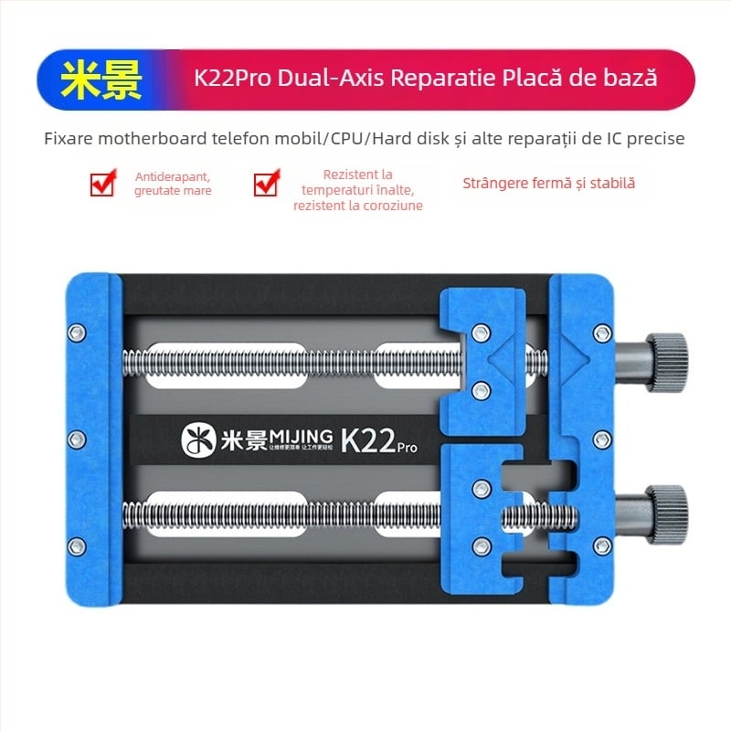 Rice Scene K22Pro Suport universal pentru plăci de bază, clemă multifuncțională cu două rulmenți, rezistent la temperaturi înalte pentru reparații PCB
