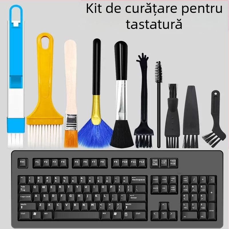 Set de perii de curățare pentru tastaturi și electronice – 10 piese, lansat în 2022, compatibil cu notebookuri, telefoane mobile, calculatoare și camere digitale