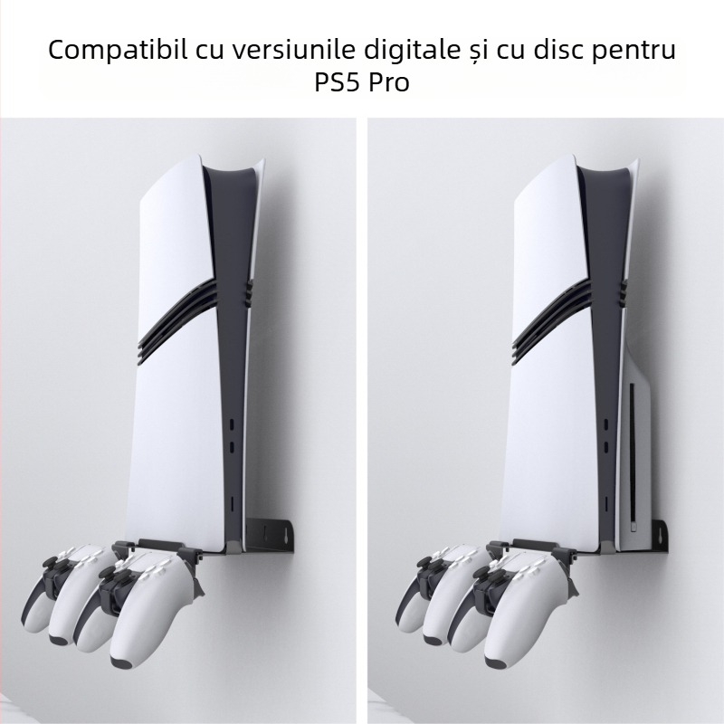 Suport de perete pentru PS5 Pro și PS5 Slim | Material: Fier și ABS | Greutate: 403 g