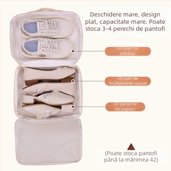 Geantă de depozitare pantofi, formă cub, poliester, model 1007, multifuncțională pentru călătorii