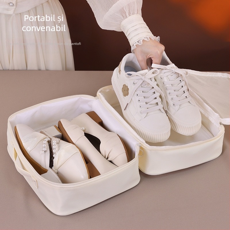 Geantă de depozitare pantofi, formă cub, poliester, model 1007, multifuncțională pentru călătorii