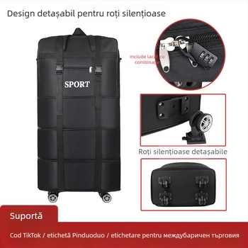 Rucsac cu roți extensibil pentru călătorii, 56-75L, material Oxford, extensie și depozitare, Unisex